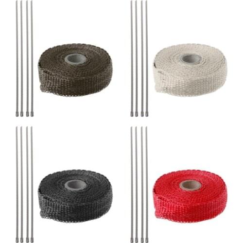 5M Car Incombustible Motorcycle Turbo Manifold Heat Exhaust Wrap Tape Thermal Exhaust Manifolds Stainless Ties Automobiles Parts