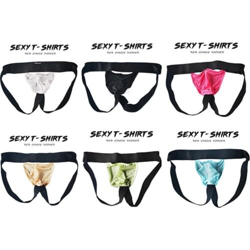 6PCS Gay Men Underwear Jockstrap Sissy Thongs G Strings Slip Homme Sexy Underwear Erotic Penis Pouch Panties Quick-drying Bikini