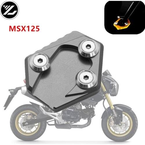 Motorcycle CNC Aluminum Foot Kickstand Extension Pad Plate Side Stand Enlarger For Honda GROM MSX125 MSX 125 2014 -2015
