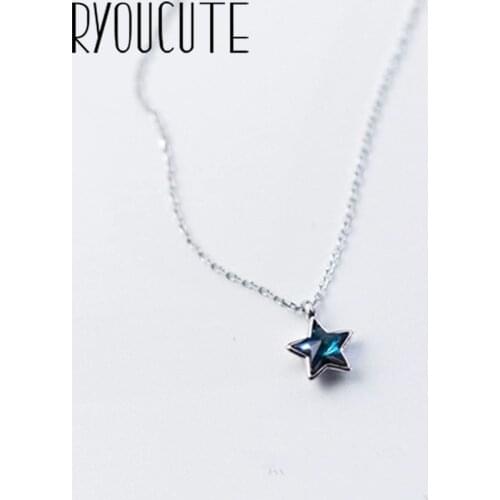Bohemia Real Silver Color Blue Star Long Choker Necklaces For Women Wedding Jewelry Gift Boho Necklace joyas de plata