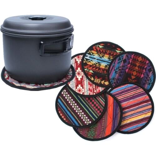 Large outdoor pot pad striped round insulated cup cushion bowl placemat for dining Table Cup coaster place Mat car