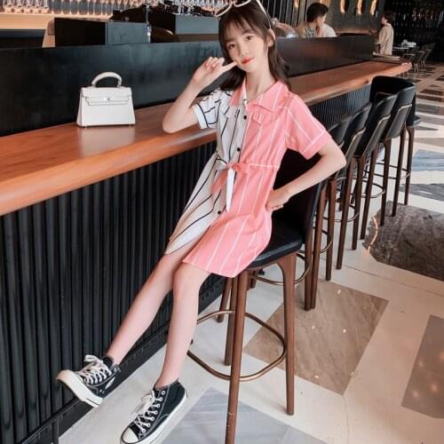 Kids Dresses Girls 2020 New Fashion Sweater Cotton Flower Shirt Short Summer T-shirt Vest Big For Maotou Beach Party Dress