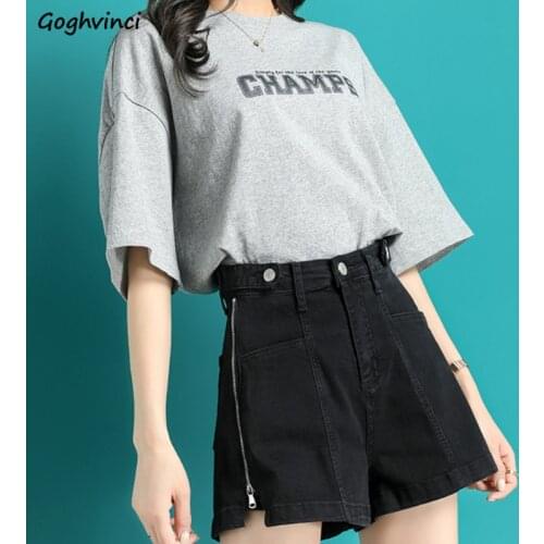 Denim Shorts Women Summer Fashion Solid Zipper All-match Loose College Button Leisure High Waist Korean Style Female Streetwear
