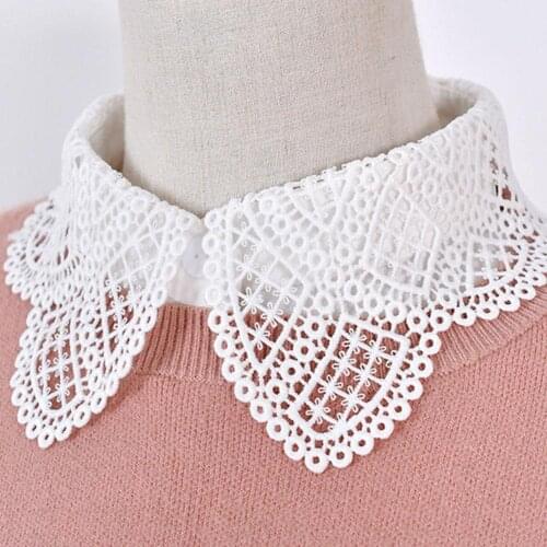 Ties Women Lace Fake White Black Shirt Botton Collar Detachable Blouse Collar Lapel Blouse Top Women Clothes Accessories 2021