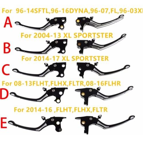 Regulator Clutch & Brake Lever Set Black/Chrome For Harley Sportster 883 1200 Touring Dyna Road King Softail 08-17