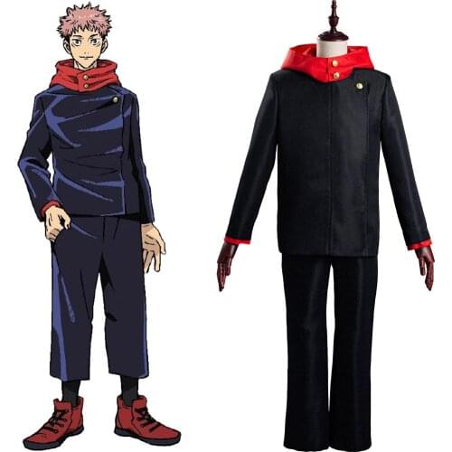 Anime Jujutsu Kaisen Cosplay Yuji Itadori Costume Japanese Black Hooded School Uniform Outfits Halloween Christmas Costumes