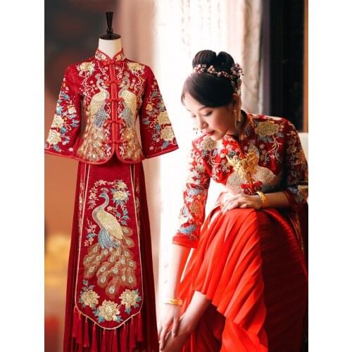 Xiuhe Dress Bride New Wedding Toast Dress Chinese Wedding Dress Dress Chinese Style Wedding Dress Summer Xiuhe plus size dress