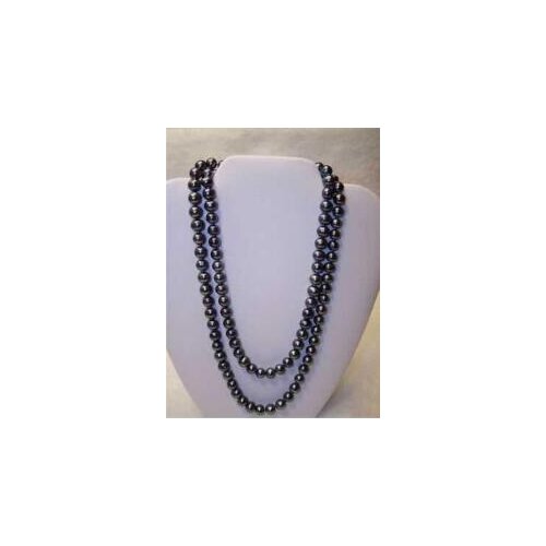 Charming 8-9mm black tahitian pearl necklace 54" Free shipping