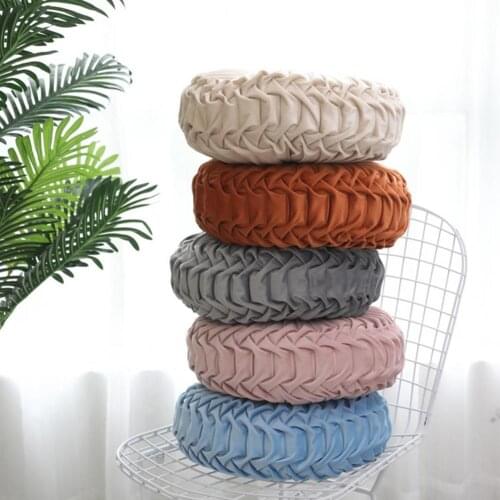 European-Style Pumpkin Pillow Solid Color Sofa Waist Bed Headrest Multifunctional Stuffed Fold Pattern Round Wheel Pillow