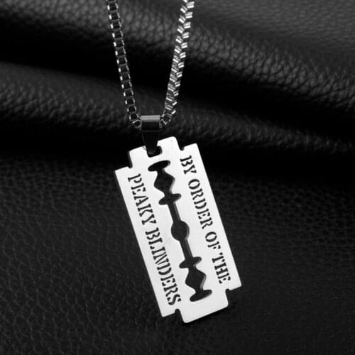 Stainless Steel Necklace Razor Pendant Jewelry Beads Chain Barber Shop Theme Necklaces Lettered BY ORDER OF THE PEAKY BLINDERS