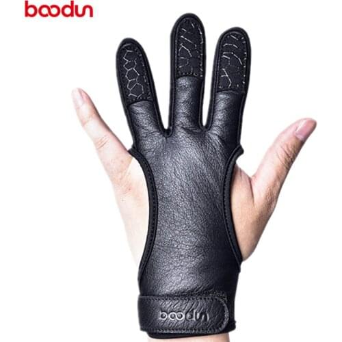 1 PCS Men Women 3 Fingers Archery Gloves Genuine Cowhide Leather Anti Slip Breathable Finger Guard Pad Protector Bow Glove