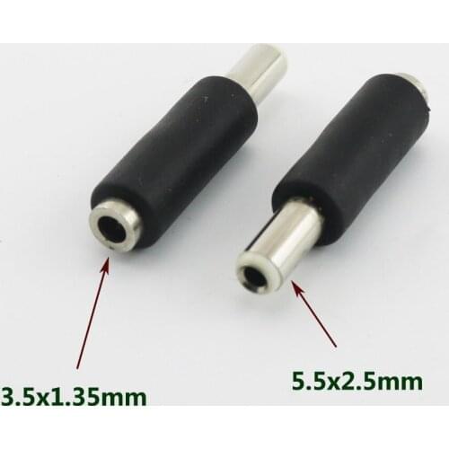 DC Power 5.5mm x 2.5mm Male Plug To 3.5mm x 1.35mm Female Jack Straight Adapter Connector