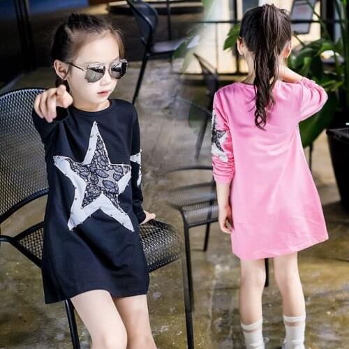 Girls T shirt Dress Autumn 2020 Cotton Basic Tshirt Long Sleeve Dresses Teenage Girls Clothing Kids Back to School Clothes
