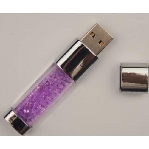 Crystal Usb Flash Drive Gift Blue LED Light Metal Pen Drive 16gb 32gb 64gb Usb Stick EngraveText Logo Pendrive 2.0 for Wedding