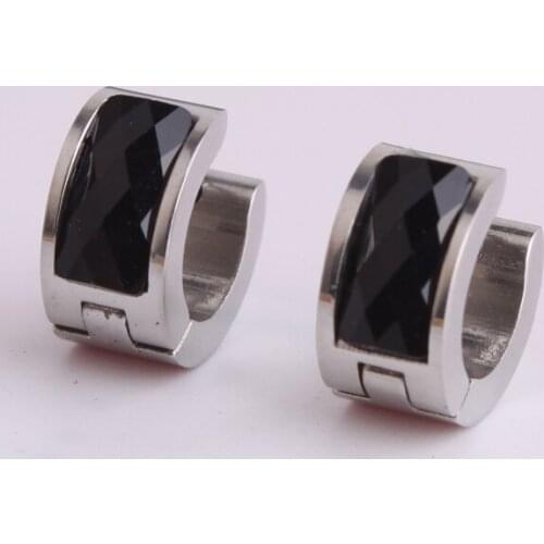 Silver color Section black Acrylic 316L Stainless Steel Stud Earrings for women wholesale