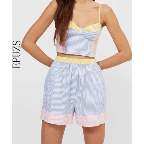 Summer striped shorts women high waist short femme 2021 vintge korean style women shorts casual shorts pants
