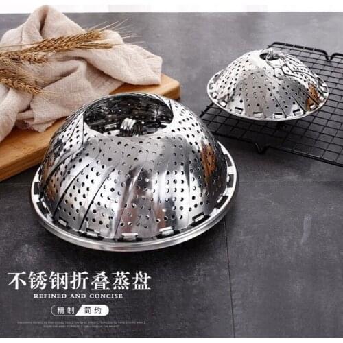 Folding Dish Steam Stainless Steel Food Steamer Basket Mesh Vegetable Cooker Steamer Expandable Pannen Kitchen Tool