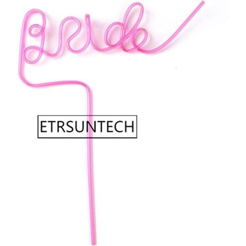 100pcs Creative Letter Bride Straws Plastic Drinking Straws For Wedding Bachelorette Party Girl Hen Party Decoration
