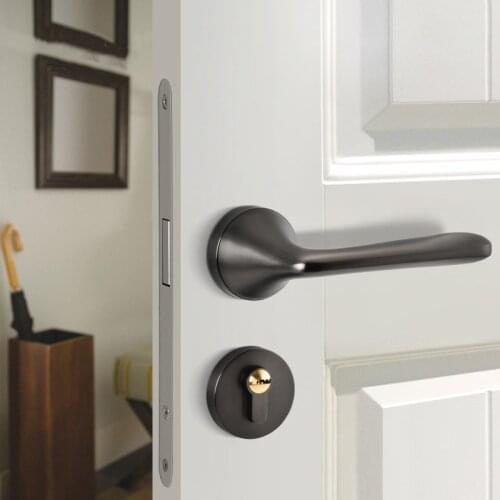 Modern Door Handles for Interior Doors Nickel Grey Door Lever Set Wood Door Handle Lock Interior Door Lock
