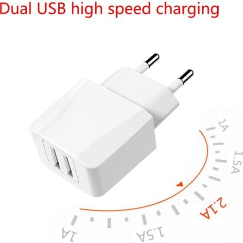 5V 2.1A Smart Travel Dual USB Charger Adapter Wall Portable EU Plug Mobile Phone Charger for iPhone Samsung Xiaomi Tablet