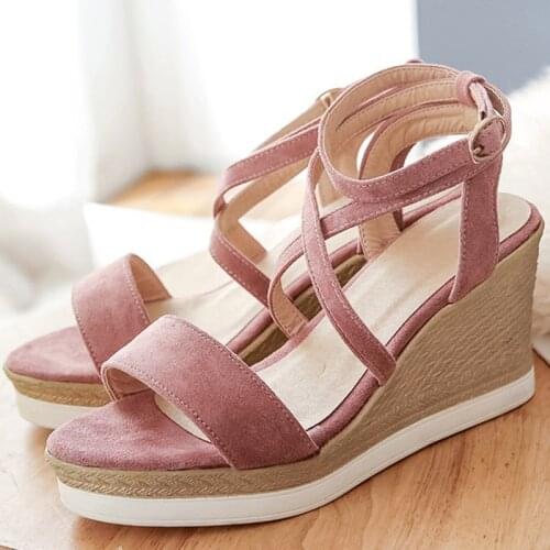 Designer Women Sandals Summer 2020 Female Shoes Woman Open Toe High Heels Ankle Strap Ladies Sandals Pink Plus Size 32 33 42 43