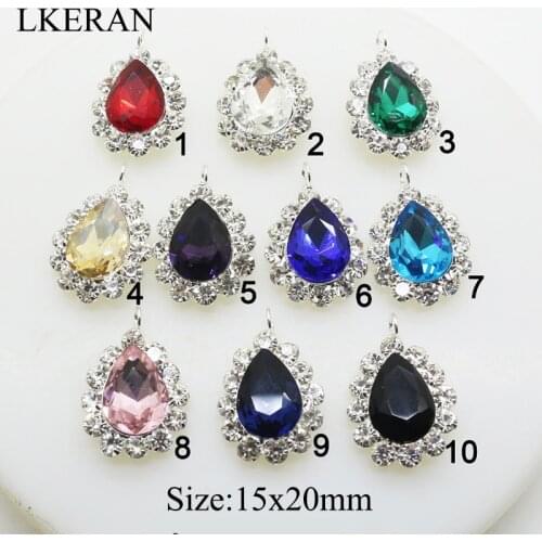 10pc Shiny Water Drops Crystal Pendant Buttons For Metal Ornaments Jewelry Earrings Choker Hair DIY Jewelry Accessories Handmade