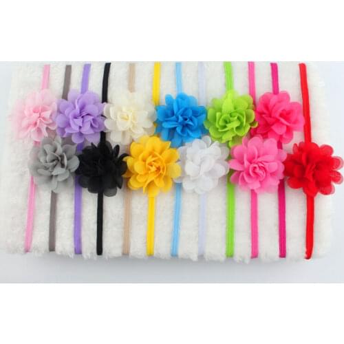 12pcs/Lot Newborn Headbands Colorful Cute Chiffon Flower baby Elastic Hair Band Fashion Floral Handwear Hot Selling