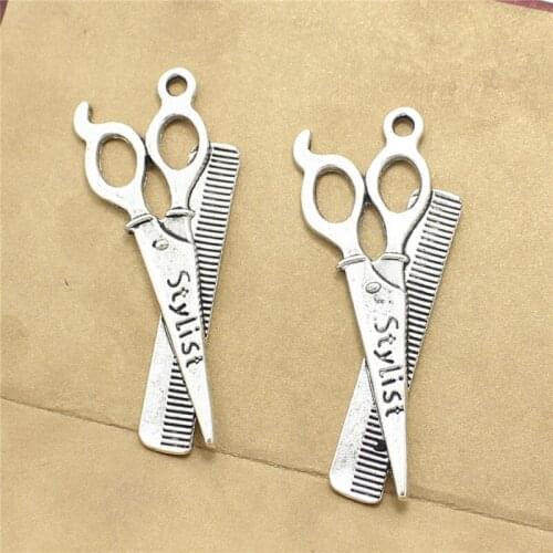 Sweet Bell 12pcs 23*54mm Antique Color Scissors Combs Charms Pendants for Jewelry Making DIY Handmade D1118