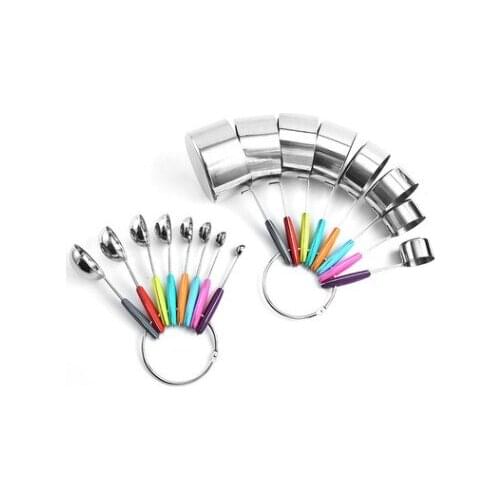 16 pieces measuring spoon baking tool stainless steel measuring cup silica gel hand pad measuring spoon with calibration set