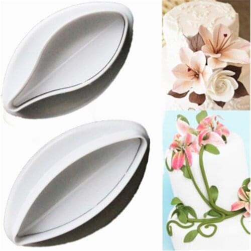 2PCS 3D Lily Plunger Cookie Cutter DIY Blossom Flower Cake Fondant Mold Plastic Cake Decorating Tools Baking Accessories