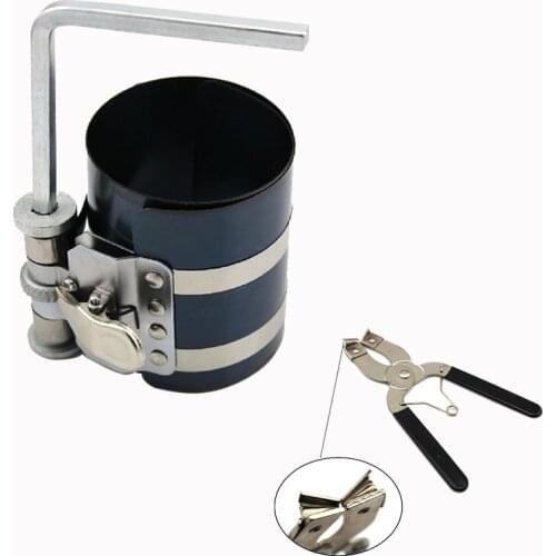 2-PC Piston Ring Compressor Ratchet Style and Piston Ring Installer Pliers