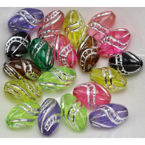 200 Mixed Colour Sparkling Stripes Acrylic Oval Tube Beads 8X13mm