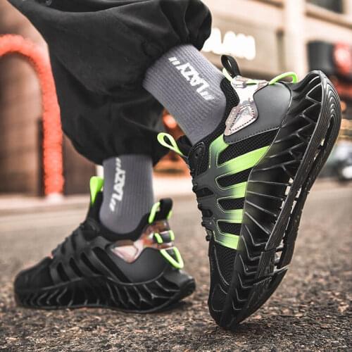 2021 Spring Trendy Blade Running Shoes for Men Breathable Mesh Sneakers Antiskid Damping Outsole Sport Shoes Training Zapatillas