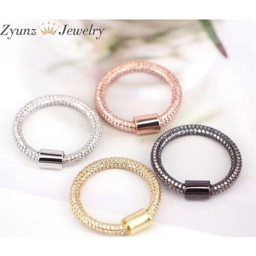 5PCS, CZ Micro Paved Circle-Shape Screw Clasps Lock Carabiner Clasps Pendant Necklace DIY Accessories