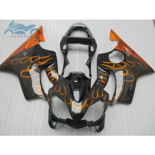 7Gifts Injection molding for custom fairing 2001 2002 2003 CBR 600F4i orange flames 01 02 03 CBR600 F4i CBR600F4I road sport kit