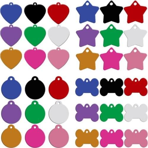 80pcs Customized Pet Dog ID Tag Personalized Engraved Dog Cat Name Phone No. ID Tags Dog Accessories Bone Round Heart Star Mixed
