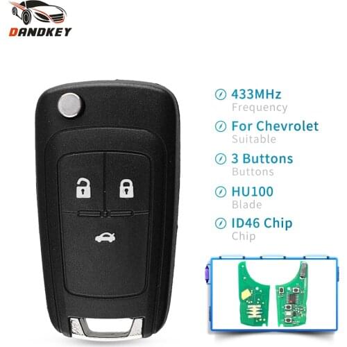 Dandkey 433MHz Car Remote Key Electronic Circuit Board For Chevrolet Malibu Cruze Aveo Spark Sail ID46 Chip Fob Flip Key HU100