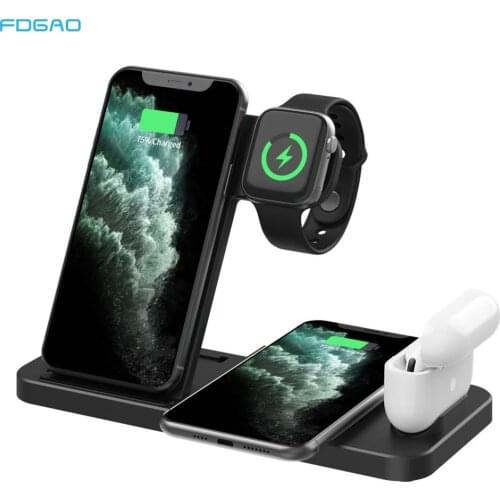 4 IN 1 Quick Wireless 15W Fast Charger For iPhone 12 11 Pro XS Max XR X 8 Samsung S21 S20 For Apple iWatch SE 6 5 4 3 2 AirPods