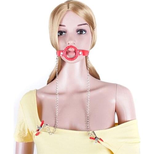 PU Leather Metal Muzzle Nipple Clamps Adult Games Deep Throat Gag Sex Slave Bdsm Bondage Restraints Blowjob Sex Toys for Couples