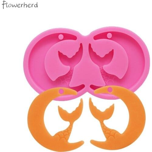 DIY Silicone Mirror Epoxy Resin Mold Mermaid Keychain Mold Crystal Mermaid Fondant Cake Decoration Baking Mold Fondant Tools