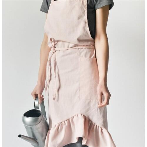 Long Ladys Cotton Antifouling Apron Adult Gardening Aprons for Woman Kitchen Cooking Coffee Shop Florist Artist Uniform Bibs