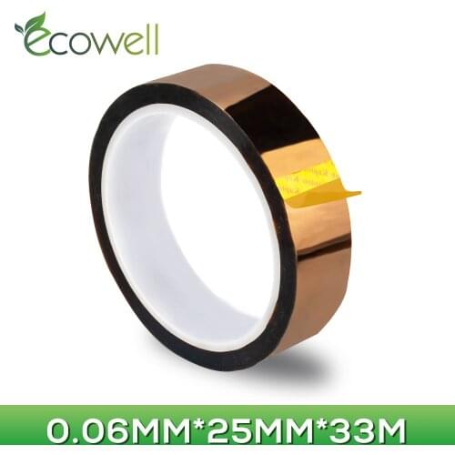 Ecowell High Temperature Polyimide Adhesive Tape Insulation Width 25mm Length 30M Kapton-Type for Electronic Industry Tape
