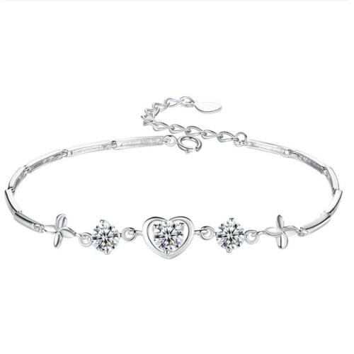 Everoyal New Fashion Silver 925 Girls Bracelets Jewelry Vintage Zircon Blue Heart Bracelets For Women Bride Wedding Accessories