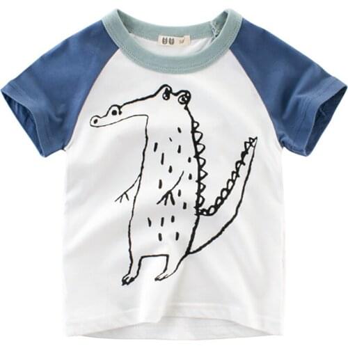 Boys T-Shirts Cute Fun Cartoon Crocodile Girls Blouse Summer Tops Kids Clothes Children Cotton Tshirt Baby Short Sleeve T Shirts