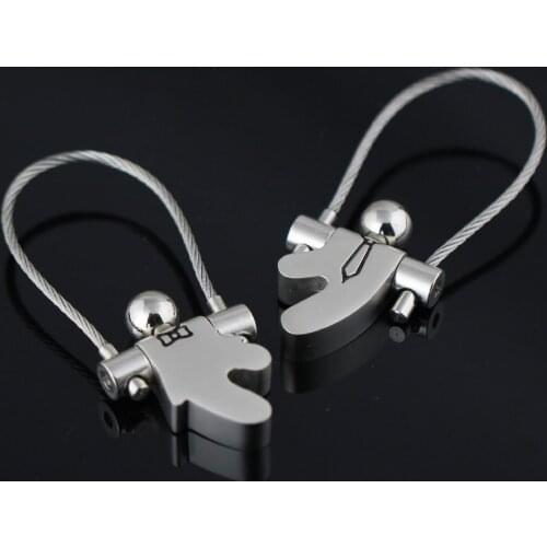 Urban White-collar Suits couple keychain key ring wire rope key chain portachiavi high quality chaveiro llaveros mujer