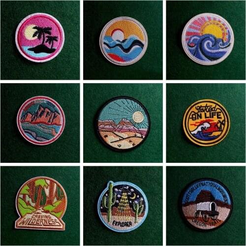 2pcs Round Badge Outdoor Patches Pack Embroidered Patches For Clothing Punk Patch Iron On Patches On Clothes Stripe Applique Diy