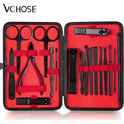 18 in 1 Manicure Set Stainless Steel Nail Clippers Pedicure Kit Portable Travel Household Nail Scissor Kit Nail Cutter Tool Set