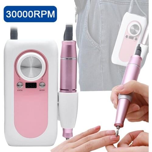30000RPM Electric Nail Drill Machine Milling Cutter Portable Rechargeable For Manicure Pedicure Gel Art Polishing Grinding Tool