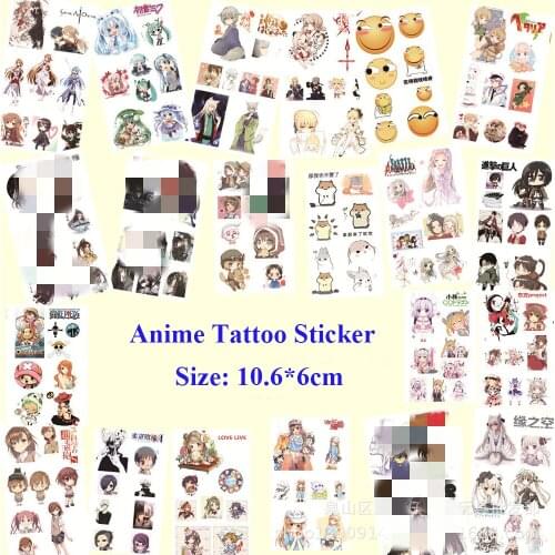 10Pieces Anime Mini Tattoo Stickers Demon Slayer Ninja Gintama My Hero Academia Kamisama Love Stickers