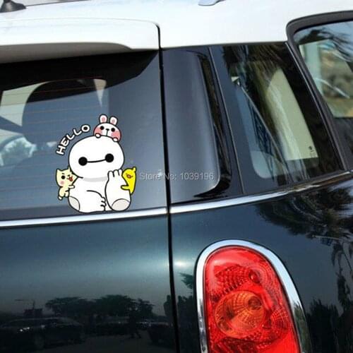 New Design Car Styling Hello Baymax Creative Auto Decal Cartoon Car Sticker Bumper Body Decal Creative Pattern Waterproof Vinyl